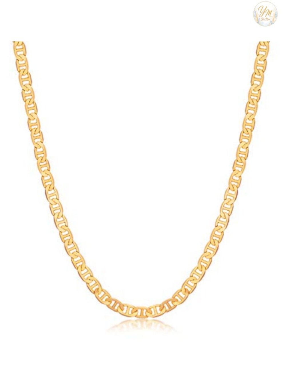 18K Gold Plated Mariner Chain Necklace Flat Marina Link Lobster Clasp